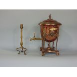 A good quality regency copper samovar raised on four reeded supports with lions paw feet,