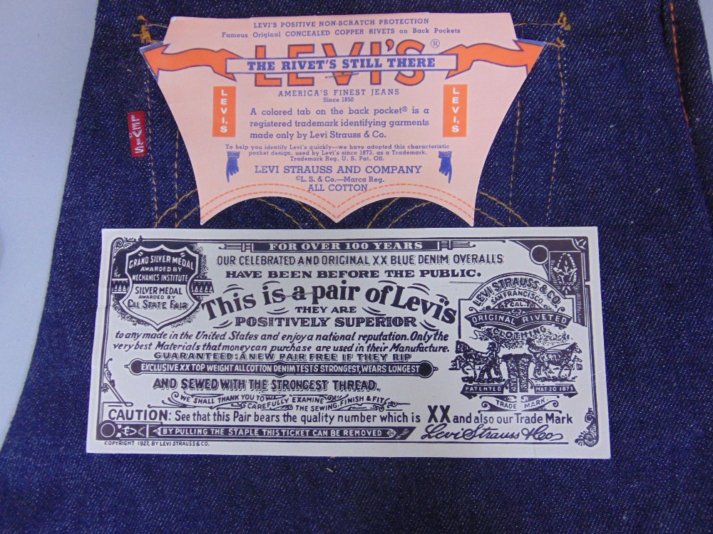 Two pairs of Levi jeans, one with original labels (1955-62) and copper backed concealed pocket - Image 5 of 7