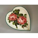 Wemyss Ware - Heart Tray 'Cabbage Rose', impressed Wemyss ware and Robert Heron & Son, 30cm x 26cm