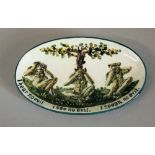 Wemyss Ware - Oval dish 'Three Monkeys', impressed Wemyss, signed Thomas Goode & Co, approx 13 x 8