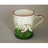 Wemyss Ware - Large mug 'Geese', impressed Wemyss ware and Robert Heron & Son, stamped Thomas Goode,