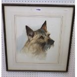 Early 20th century (British school) - head of a terrier, watercolour, unsigned, 37 x 31cm,