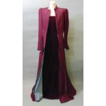 Ladies vintage hand stitched evening gown consisting of a black velvet dress with matching taffeta