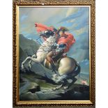 After Jacques-Louis David (20th century) - Napoleon crossing the Alps, oil on canvas, indistinctly