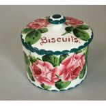 Wemyss Ware - Small biscuit barrel 'Cabbage Rose', signed and impressed Wemyss, height 8cm approx (