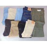 A collection of ten pairs of Levi trousers, all pre 1971, some unworn and including 503 Jeans size