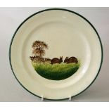 Wemyss Ware - Plate 'Rabbits', impressed Wemyss ware and Robert Heron & Son, 21.5 cm approx