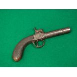 Simple Georgian percussion cap pistol with walnut stock and steel fittings