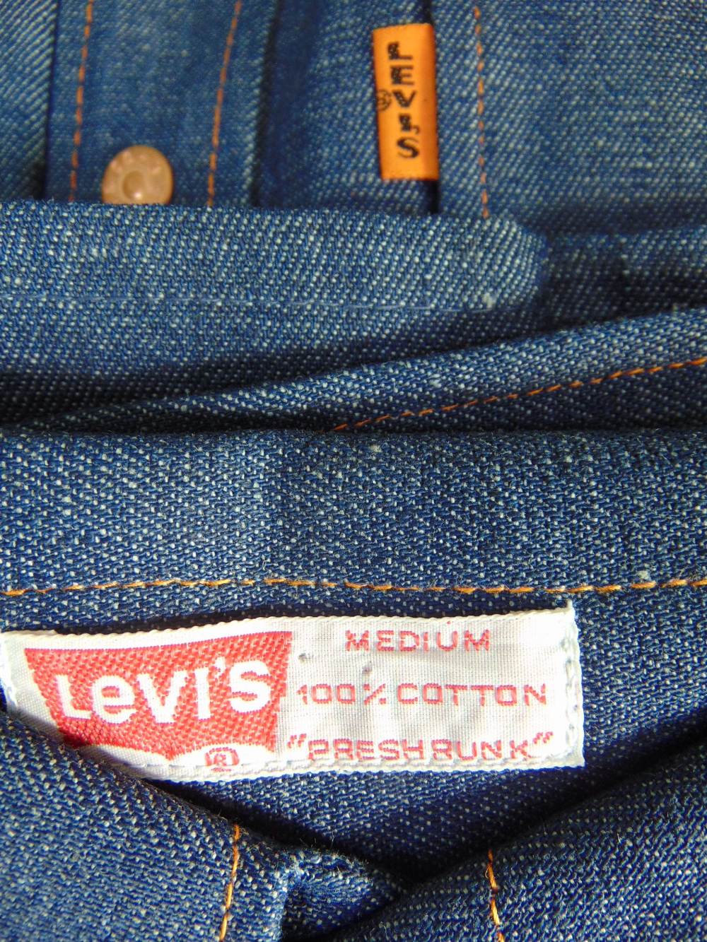 A collection of five Levi denim shirts, all in unused condition. Three are pre 1971 (with 2 in - Image 2 of 4