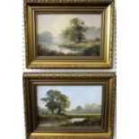 E J Wilson (20th century) - Four landscape subjects including river scenes, mountainous scene,