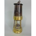 A vintage miners lamp in brass and steel - no makers plate, stamp 1309