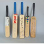 Miniature cricket bats, many with signatures, mainly 1980/90