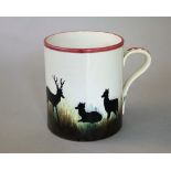 Possibly by Wemyss or Abbotsford ware - Large mug 'Stag & Deer', unmarked, height 14cm approx