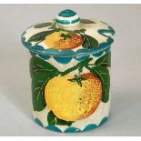Wemyss Ware - Small Preserve Pot 'Oranges', signed Wemyss, height 5.5cm approx (excl lid)