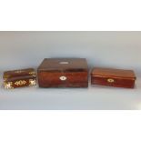 19th century walnut and brass bound casket together with two further boxes (3)