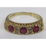 A 9ct pink ruby and diamond ring, size K, 2.5g