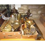 A quantity of miscellaneous 19th century and later copper and brass wares, to include a large copper