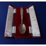 'The Victorian Sexagenary Souvenir Spoon' with original red leather box with twin doors and baize