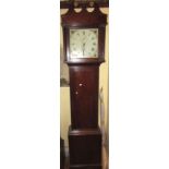 A small Georgian oak longcase clock, the square cut painted dial with 30 hour striking movement