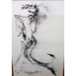 20th century - Study of a mermaid, charcoal, inscribed verso Andrew Wallace, Camberwell, exhibited