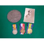 1914-15 star, 14-15 war medal, victory medal, memorial plaque and photograph - 18884 - Pte George