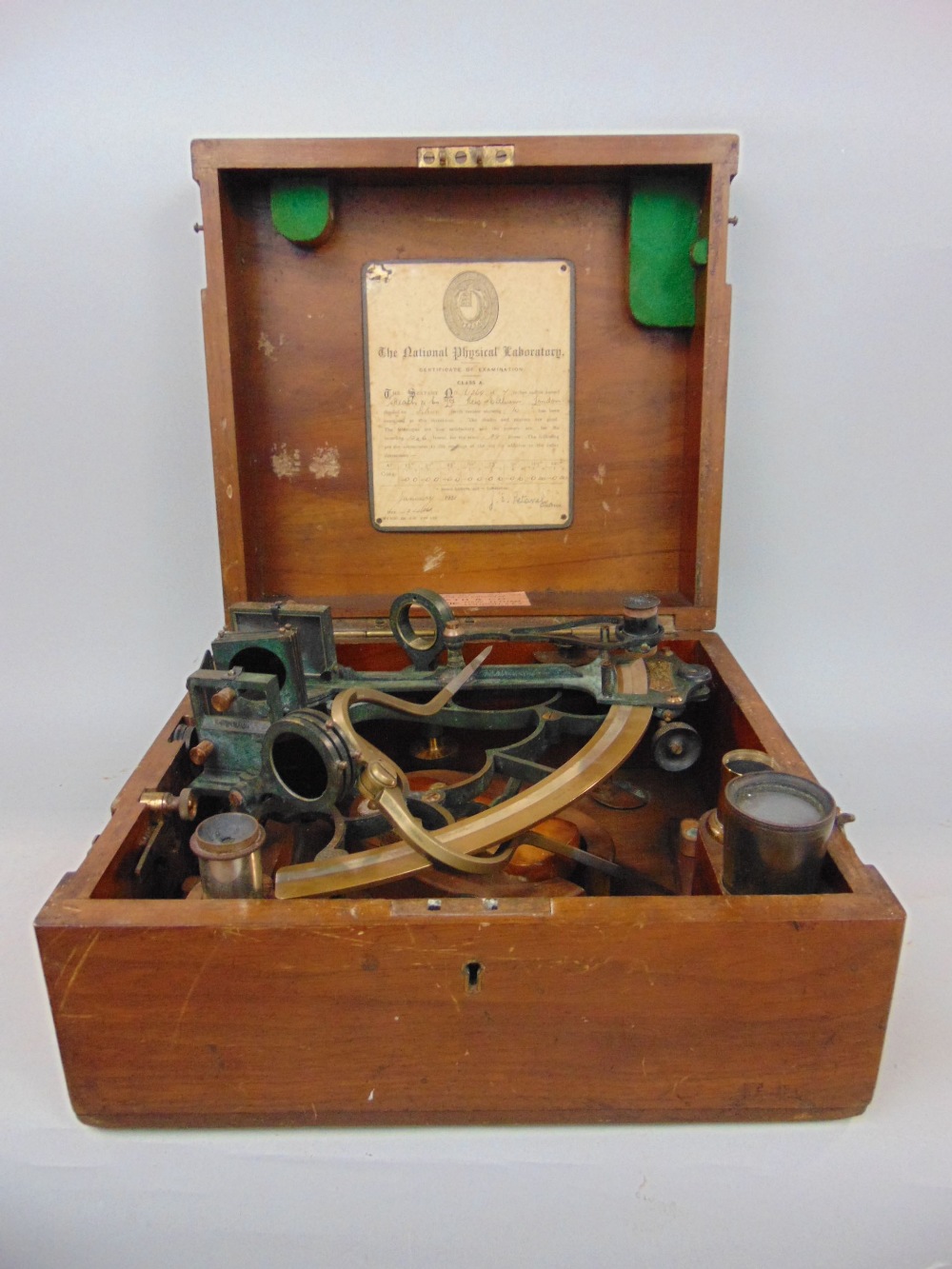 Heath & Co Ltd Bell Pattern MK III sextant , mahogany, the box interior fitted with a certificate of - Image 3 of 6