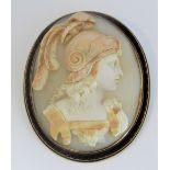 19th century cameo brooch/pendant in high relief depicting a Grecian soldier bust