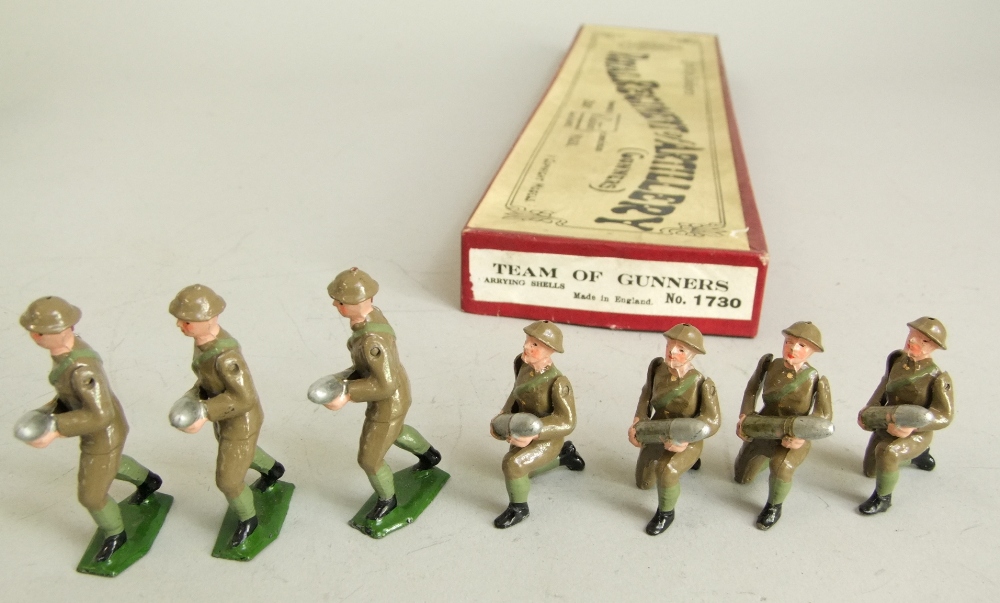 W Britains - Team of Gunners carrying shells number 1730, seven figures with original box - Image 3 of 3