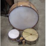 A vintage Jedson Deluxe bass drum, a tom tom drum and a New Era snare drum (3)