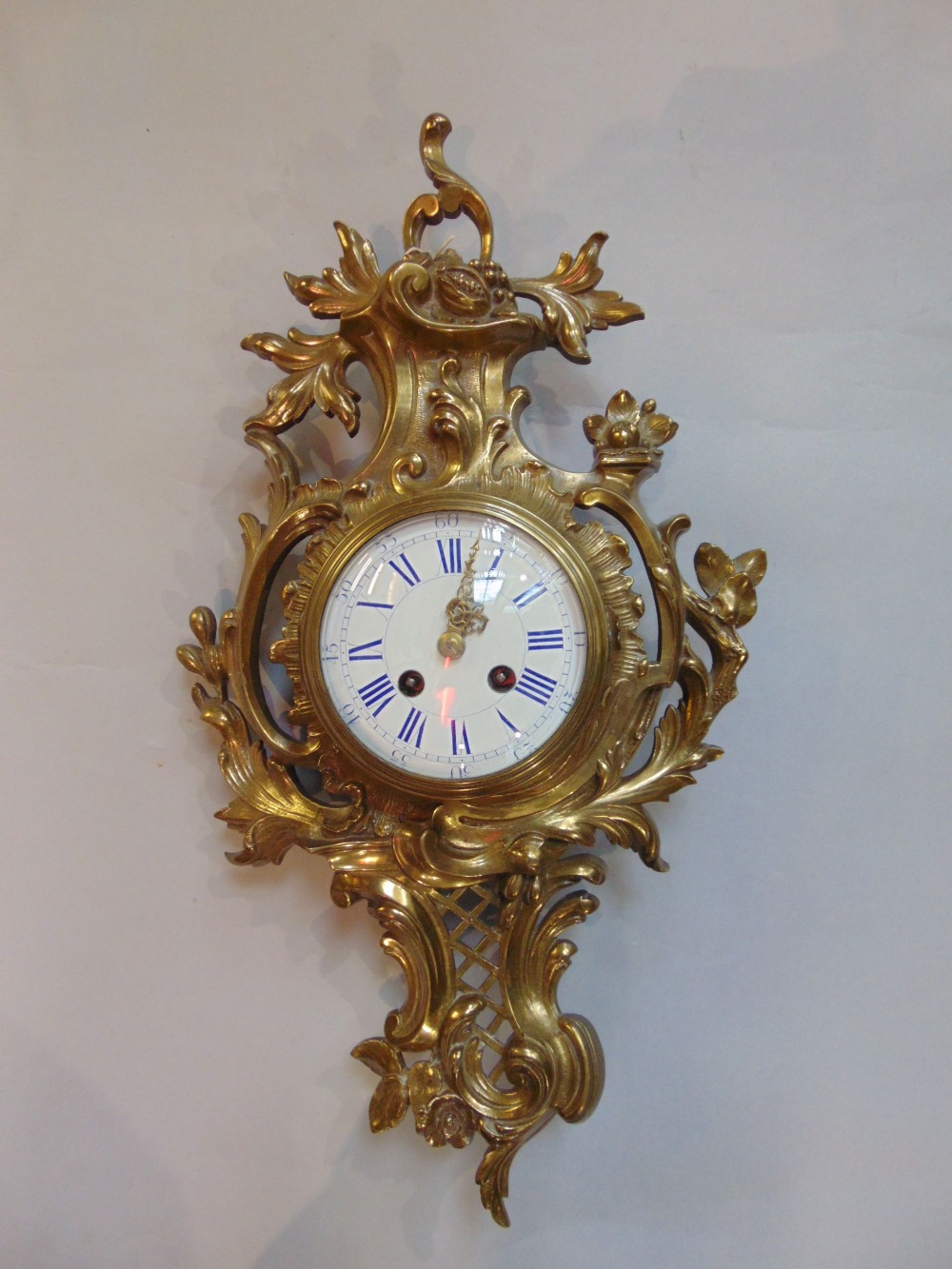 French Cartel clock in Rococo type gilt metal by Japy Freres, Med-D'Honneur movement and pendulum