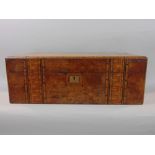 19th century walnut and marquetry writing slope, the hinged lid enclosing a fitted interior, 50cm