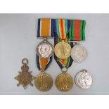 1914-18 war medal, victory medal and WWII defence medal, named 421517 Pte L J Hewitt, Leic R, and