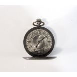 Vintage gun metal Braille hunter pocket watch