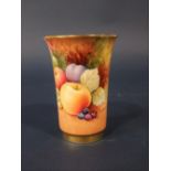 A Sutherland China vase, with painted decoration in the Royal Worcester manner of fruit, signed K