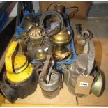 One lot of various vintage lighting, railway and other lamps to include a LMS C550 example,