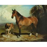 William Huggins - 19th century British (1820-1884), Study of a horse and a mastiff type dog in a