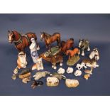 A large Beswick model of a Shire Horse marked to base - Burnham Beauty, a further Beswick horse, two