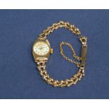 Vintage ladies Bentima Star 9ct cocktail watch, with sunburst dial, upon a fancy bracelet, 12.8