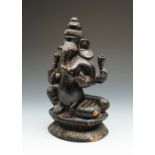 Good carved Indian hardwood study of Ganesh, 28cm high