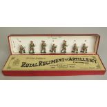 W Britains - Team of Gunners carrying shells number 1730, seven figures with original box