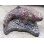 Reconstituted stone fountain spout in the form of a carp