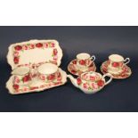 A collection of Royal Albert Old English Roses pattern tea wares comprising tea pot, milk jug, sugar