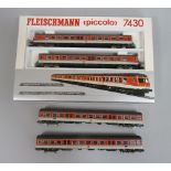 FLEISCHMANN No: 7430 DB Diesel Railcar 2 coach Set Class 614 V plus 2off Intermediate coaches