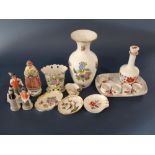 A collection of Herend wares including a vase with basket weave moulded detail, 25cm tall approx,