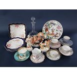 A collection of mainly 19th century ceramics including a 19th century Staffordshire group of a