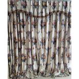 One pair of curtains in Nina Campbell "Pavlouck" fabric, lined and interlined, with pencil pleat