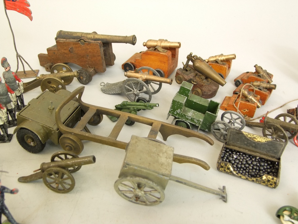 Quantity of misc lead soldiers, part military figures and vehicles, together with brass and other - Image 3 of 5