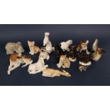 A collection of USSR animals including a recumbent borzoi, a recumbent doe, seal, a lion cub, a