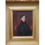 19th century school - Bust length study of a young man dressed in black with black side whiskers,