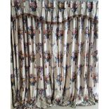 One pair of curtains in Nina Campbell "Pavlousk" fabric, lined and interlined, with pencil pleat